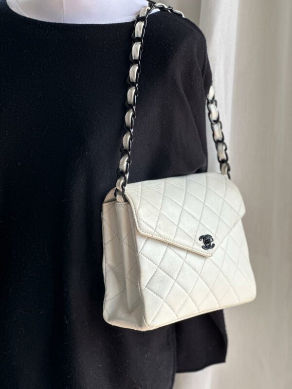 CHANEL TIMELESS WHITE BLACK HARDWARE
