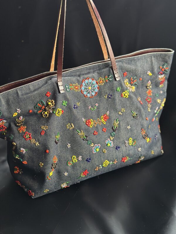 Vintage Fendi Roll Bag in denim e perline
