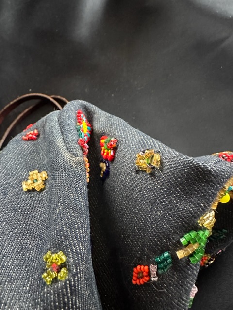 Vintage Fendi Roll Bag in denim e perline