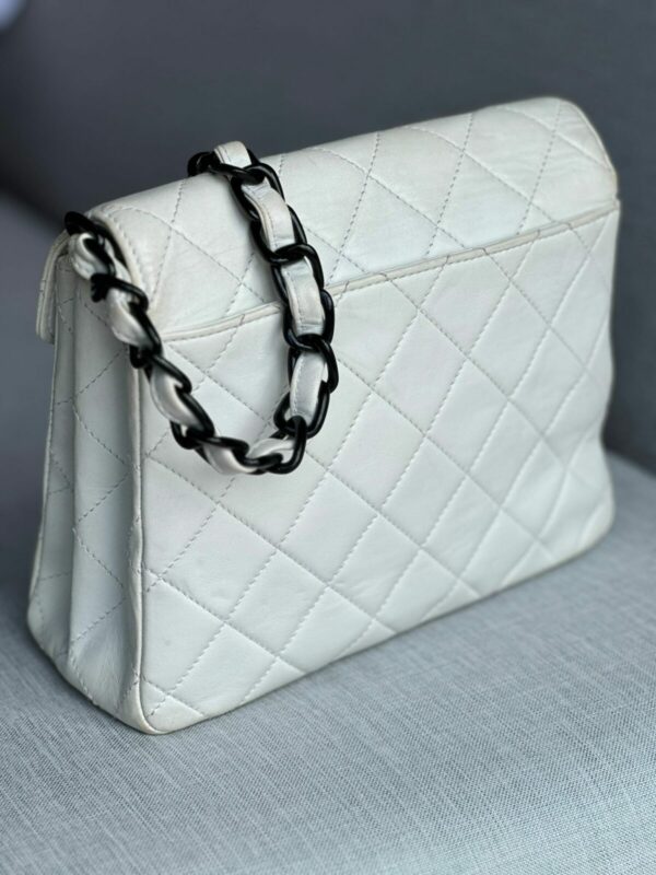 CHANEL TIMELESS WHITE BLACK HARDWARE