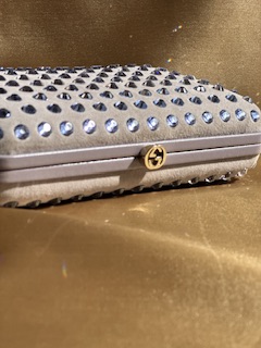 Gucci Interlocking Suede&Swarovsky Pochette