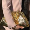 Bottega Veneta Metallic Leather Pouch Maxi Clutch