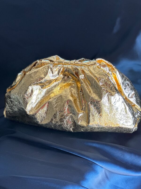 Bottega Veneta Metallic Leather Pouch Maxi Clutch
