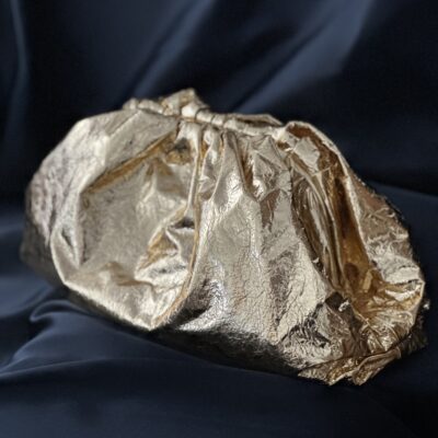 Bottega Veneta Metallic Leather Pouch Maxi Clutch