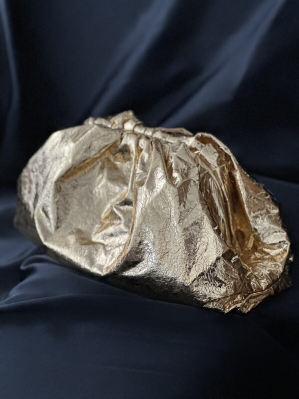 Bottega Veneta Metallic Leather Pouch Maxi Clutch