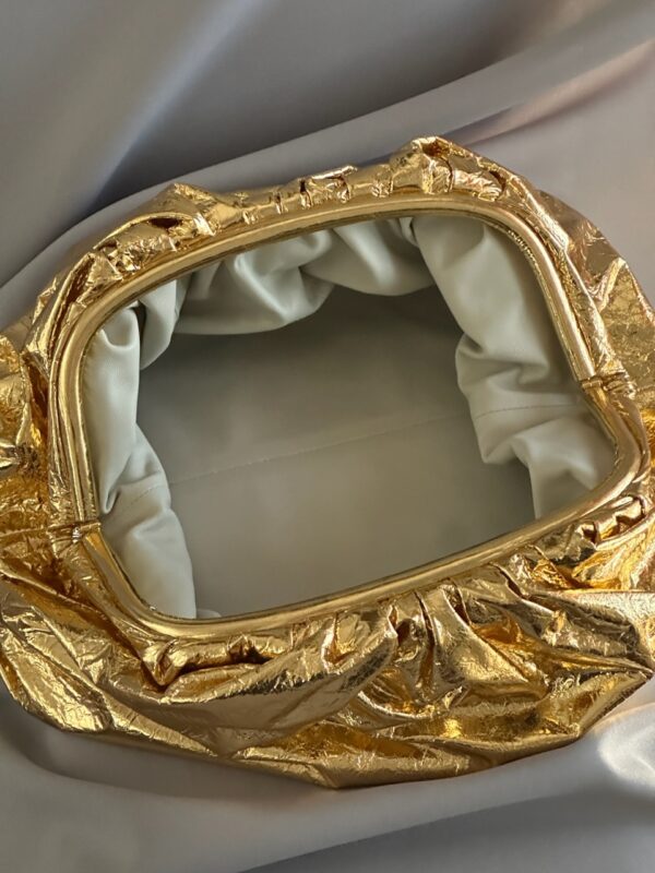 Bottega Veneta Metallic Leather Pouch Maxi Clutch