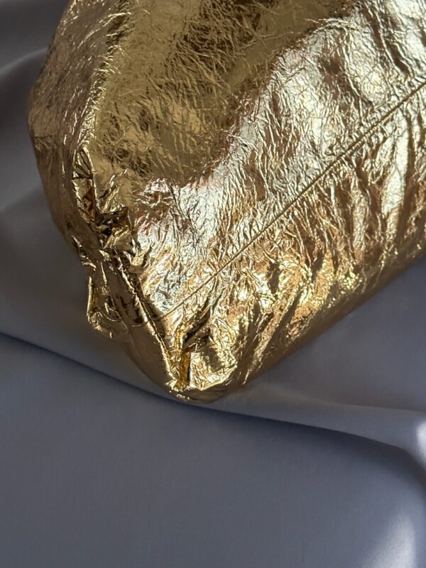 Bottega Veneta Metallic Leather Pouch Maxi Clutch