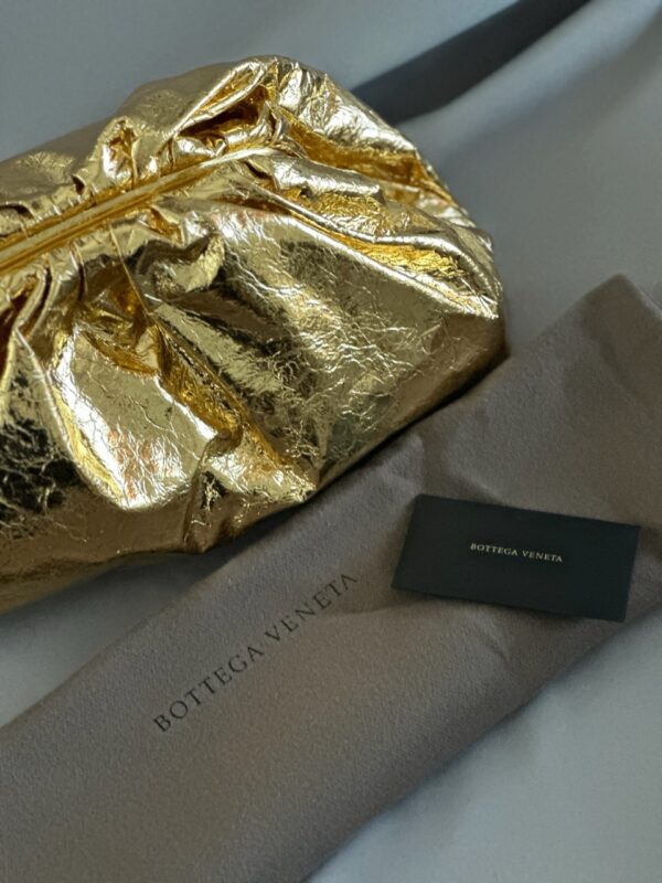 Bottega Veneta Metallic Leather Pouch Maxi Clutch