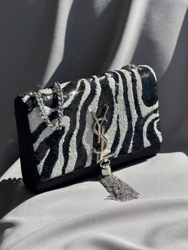 Saint Laurent Satin & Zebra Sequins Kate Chain Bag (2018)