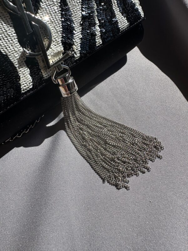 Saint Laurent Satin & Zebra Sequins Kate Chain Bag (2018)