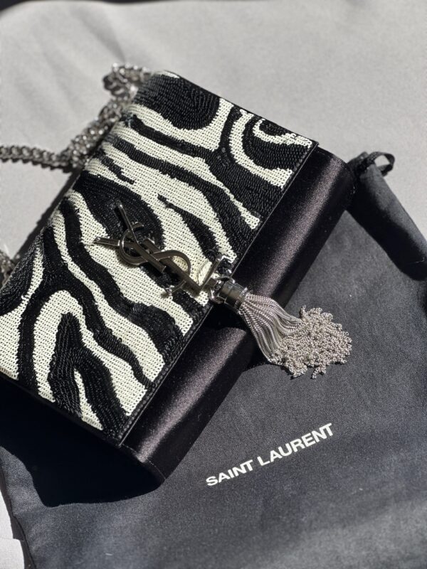 Saint Laurent Satin & Zebra Sequins Kate Chain Bag (2018)