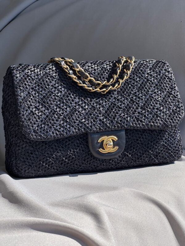 Chanel Medium Timeless Bag in Raffia Blu (2013-2014)