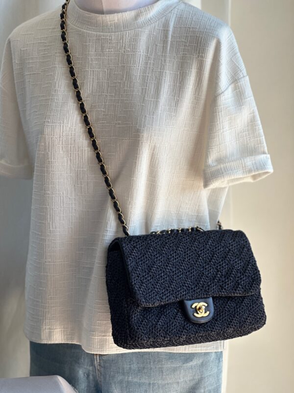 Chanel Medium Timeless Bag in Raffia Blu (2013-2014)
