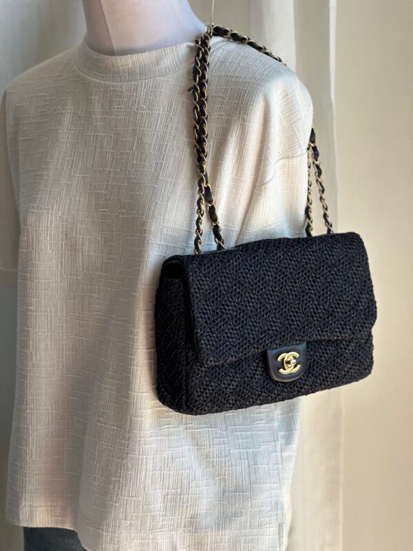 Chanel Medium Timeless Bag in Raffia Blu (2013-2014)