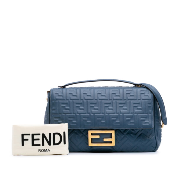 Fendi Baguette Blue Leather Zucca Bag (2023)