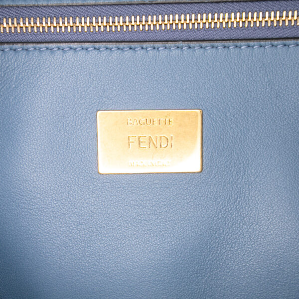 Fendi Baguette Blue Leather Zucca Bag (2023)