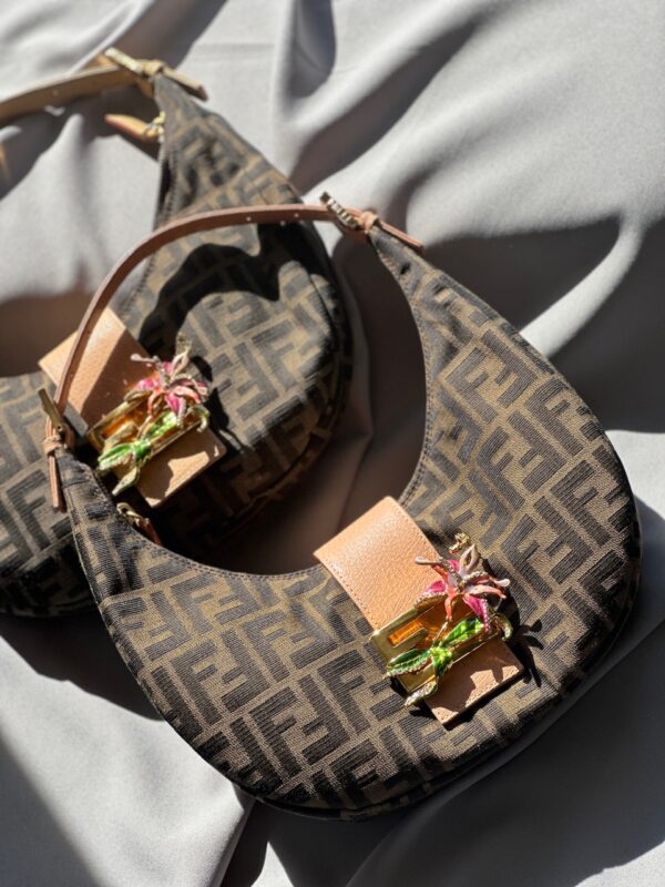 Fendi Monogram Zucca Floral Buckle Croissant (2000)