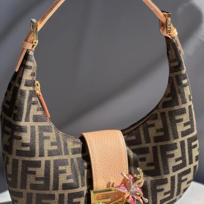 Fendi Monogram Zucca Floral Buckle Croissant (2000)