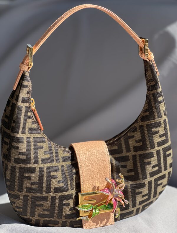 Fendi Monogram Zucca Floral Buckle Croissant (2000)
