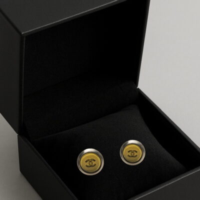 Chanel Gold and Silver Plated Button Earrings (1999)