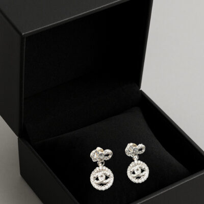 Chanel CC Silver and Strass Earrings (2022)