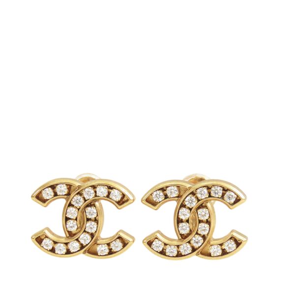 Chanel Gold Plated CC Crystal Earrings (2021)
