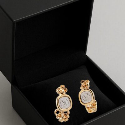 Louis Vuitton Gold Plated Chain Earrings
