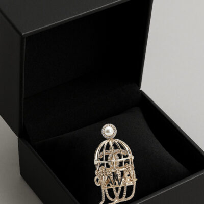 Chanel Gold Plated Birdcage Brooch (2024)