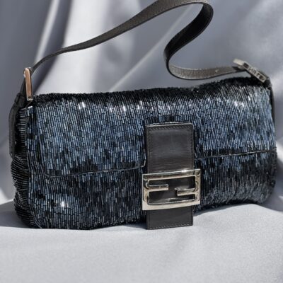 Fendi Blue Metallic Beaded Baguette (1999/2000)