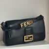 Fendi Black Leather Flap Baguette (2023)