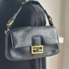 Fendi Black Leather Flap Baguette (2023)
