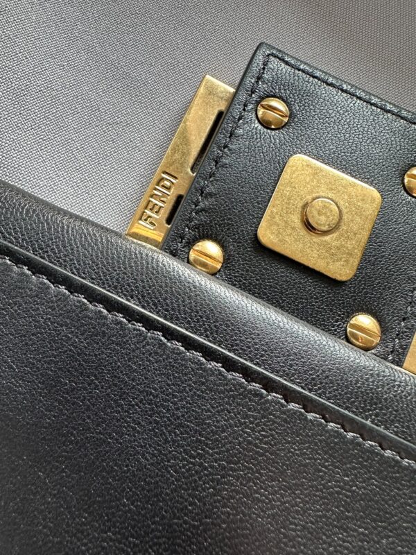 Fendi Black Leather Flap Baguette (2023)